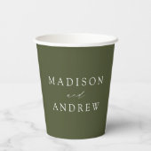 Moderne elegante Olive Green Wedding Pappbecher (Rückseite)