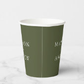 Moderne elegante Olive Green Wedding Pappbecher (Rechts)