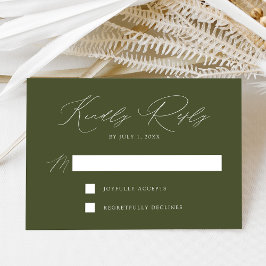 Moderne elegante Olive Green Wedding RSVP Karte