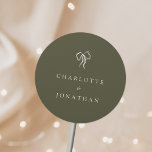 Moderne elegante Olive Green Wedding Runder Aufkleber<br><div class="desc">Moderner Olive Green Wedding Classic Round Sticker</div>