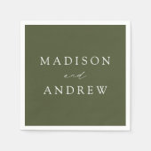 Moderne elegante Olive Green Wedding Serviette (Vorderseite)