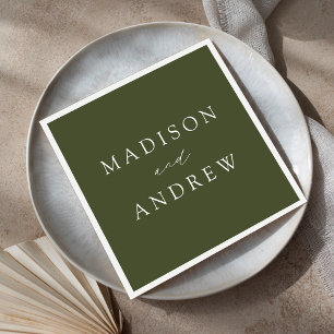 Moderne elegante Olive Green Wedding Serviette