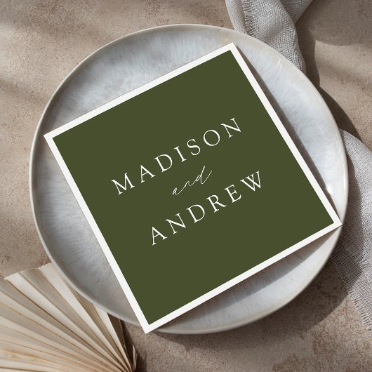 Moderne elegante Olive Green Wedding Serviette