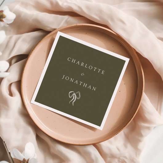 Moderne elegante Olive Green Wedding Serviette