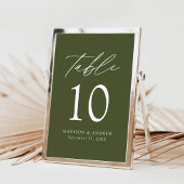 Moderne elegante Olive Green Wedding Tischnummer