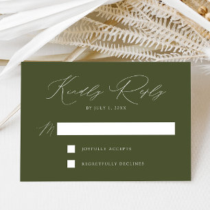 Moderne elegante Olivenhochzeit RSVP Karte