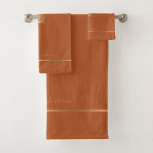 Moderne, elegante, orange mit Monogramm Streifen Badhandtuch Set (Insitu)