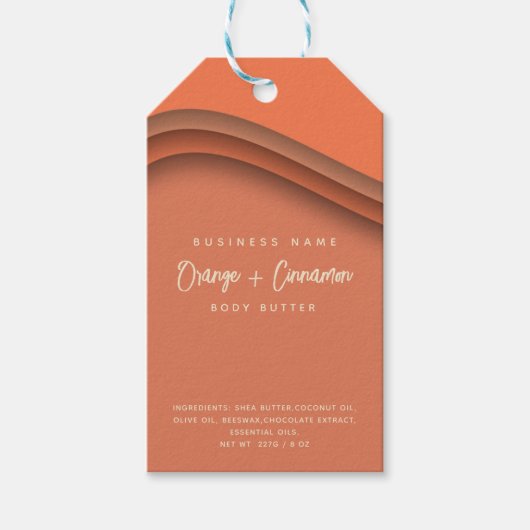 Moderne, elegante Orangenkosmetik Geschenkanhänger (Vorderseite)