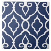 Moderne, elegante Ornamente in Marineblau, Weiß Fliese (Vorderseite)