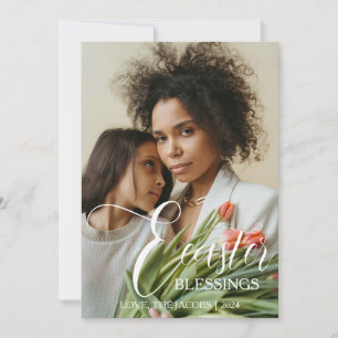 Moderne Elegante Ostersegnung Script 3 Foto Feiertagskarte