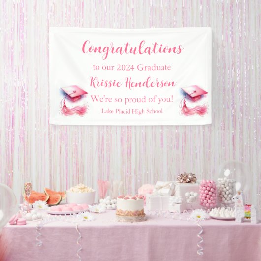 Moderne, elegante Pastel Graduation Cap Banner (Party)