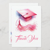 Moderne, elegante Pastel Graduation Cap Dankeskarte (Vorne/Hinten)