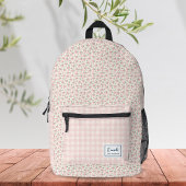 Moderne Elegante Pastel Pink Beige Floral Gingham Bedruckter Rucksack