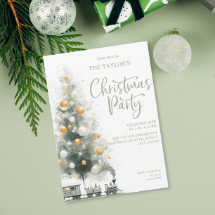 Moderne elegante Pastell-Weihnachtsbaum-Party Einladung