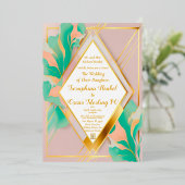 Moderne, elegante Pastellfarben Rosa und Blau Folieneinladung (Stehend vorne)