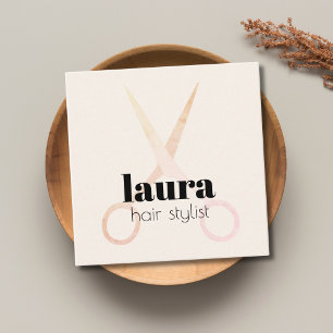 Moderne elegante Pastellschere fett  Quadratische Visitenkarte