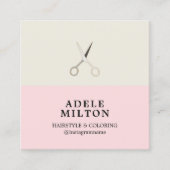 Moderne Elegante Pastelschere Frisur Stylist Quadratische Visitenkarte (Vorderseite)