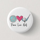 Moderne Elegante Peace Liebe Golfen Button (Vorderseite)