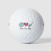 Moderne Elegante Peace Liebe Golfen Golfball (Vorderseite)