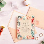 Moderne Elegante Peach & Aquamarine Blumenhochzeit Einladung