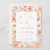 Moderne elegante Peach Beige Blumenhochzeit Einladung (Vorderseite)