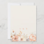 Moderne elegante Peach Beige Floral Engagement Par Einladung (Rückseite)