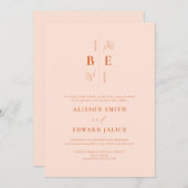 Moderne Elegante Peach Fuzz Hochzeit Einladung (Vorne/Hinten)