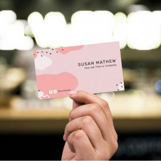 Moderne elegante Peach Pink Abstrakte Visitenkarte