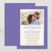 Moderne Elegante Periwinkle Gold Wedding Einladung (Vorne/Hinten)