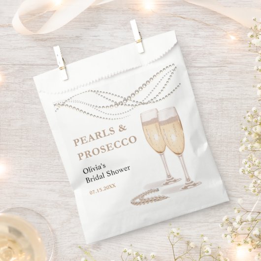 Moderne Elegante Perlen & Prosecco Brautparty Geschenktütchen (Ausgeschnitten)