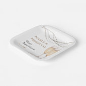 Moderne Elegante Perlen & Prosecco Brautparty Pappteller (Gewinkelt)