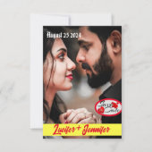 Moderne Elegante personalisieren Vertikal Save the Einladung (Vorderseite)