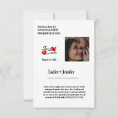 Moderne Elegante personalisieren Vertikal Save the Einladung (Rückseite)