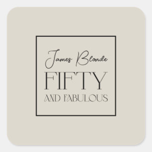 Moderne Elegante Personalisiert Fiftieth Birthday Quadratischer Aufkleber