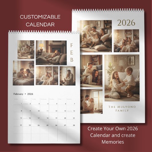 Moderne & elegante personalisierte 2026-Kalender Kalender