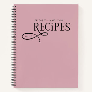 Moderne elegante personalisierte Dusty Rose Rezept Notizblock