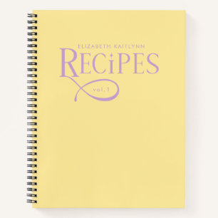 Moderne elegante personalisierte gelbe lila Rezept Notizblock