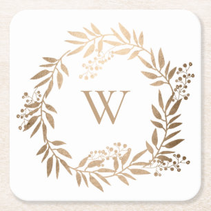 Moderne elegante personalisierte Gold-Monogramm Rechteckiger Pappuntersetzer