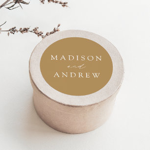 Moderne, elegante Personalisierte Hochzeit Runder Aufkleber