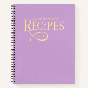 Moderne elegante personalisierte lila-gelbe Rezept Notizblock