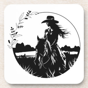 Moderne elegante Pferd Cowgirl Western Reitsport Getränkeuntersetzer