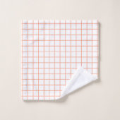 Moderne elegante Pfirsich-Karomuster Badhandtuch Set (Waschlappen)