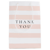 Moderne elegante Pfirsich- und Weißstreifen Mittlere Geschenktüte (Vorderseite)