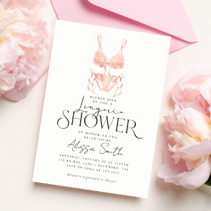 Moderne elegante Pfirsich-Wäsche-Hochzeitsshower Einladung