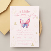 Moderne elegante Pink Butterfly Baby Girl Dusche Einladung