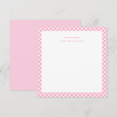 Moderne elegante Pink Gingham Baby Kinderzimmer No Mitteilungskarte (Vorne/Hinten)