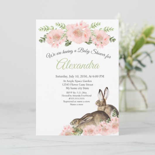 Moderne elegante Pink Poppy Blumendusche Ankündigung (Stehend Vorderseite)