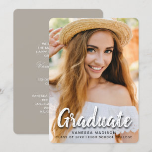 Moderne Elegante Pinselschrift   Trendy Foto Grad Ankündigung