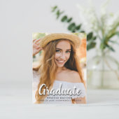 Moderne Elegante Pinselschrift | Trendy Foto Grad Postkarte (Stehend Vorderseite)