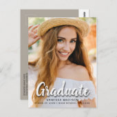 Moderne Elegante Pinselschrift | Trendy Foto Grad Postkarte (Vorne/Hinten)